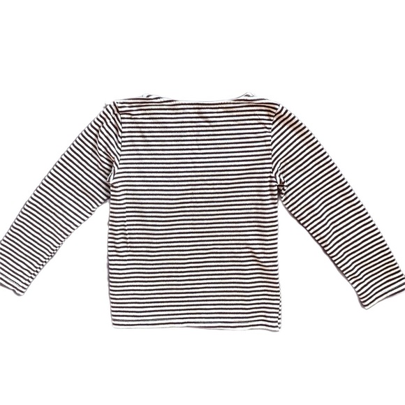 H&M Basics Organic Cotton Girls Burgundy Striped Long Sleeve Tee Shirt 2-4 Y - Picture 3 of 6